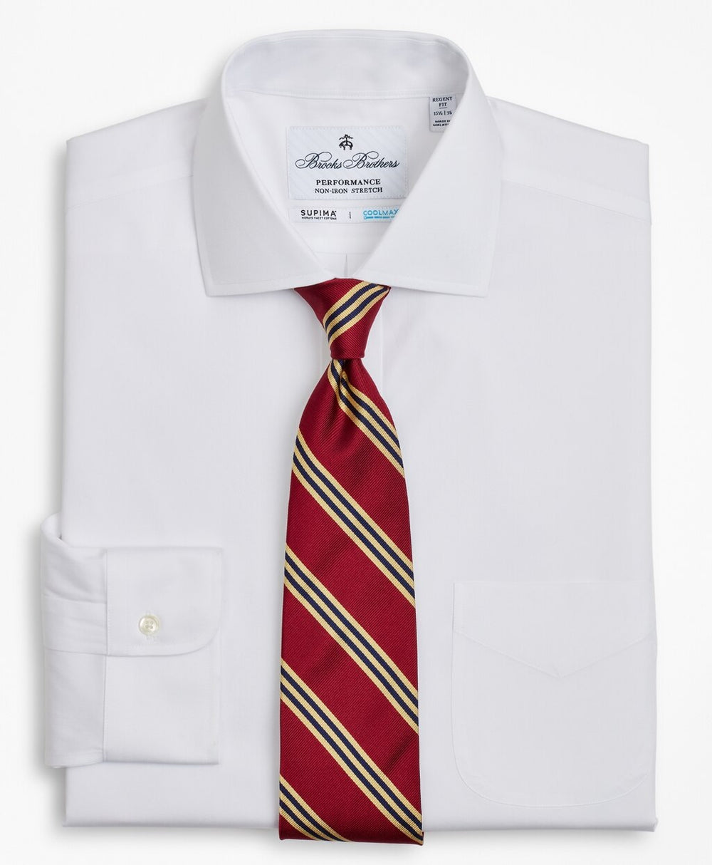 Brooks Brothers Men Regent Fitted Dress Shirt, Performance Non-Iron with COOLMAX®, English Spread Collar Broadcloth