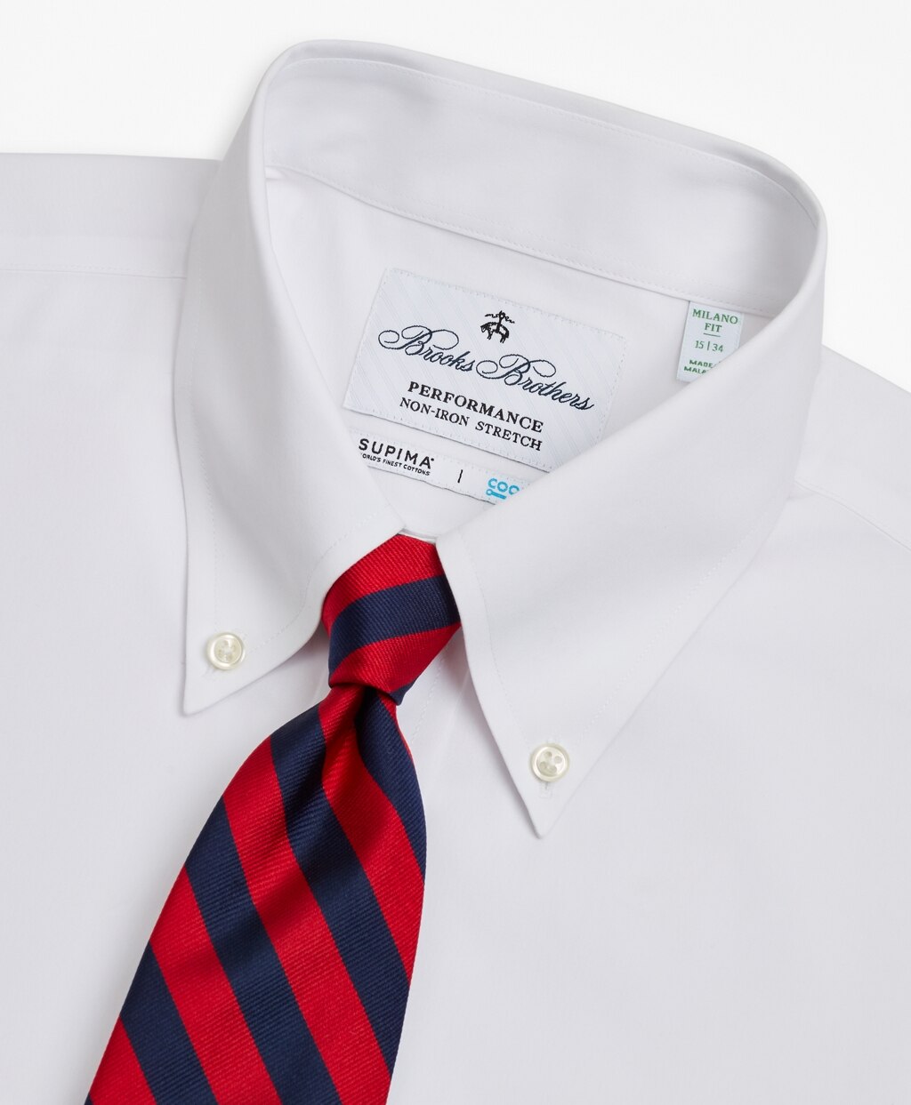Brooks Brothers Men Milano Slim Fit Dress Shirt, Performance Non-Iron with COOLMAX®, Button-Down Collar Twill