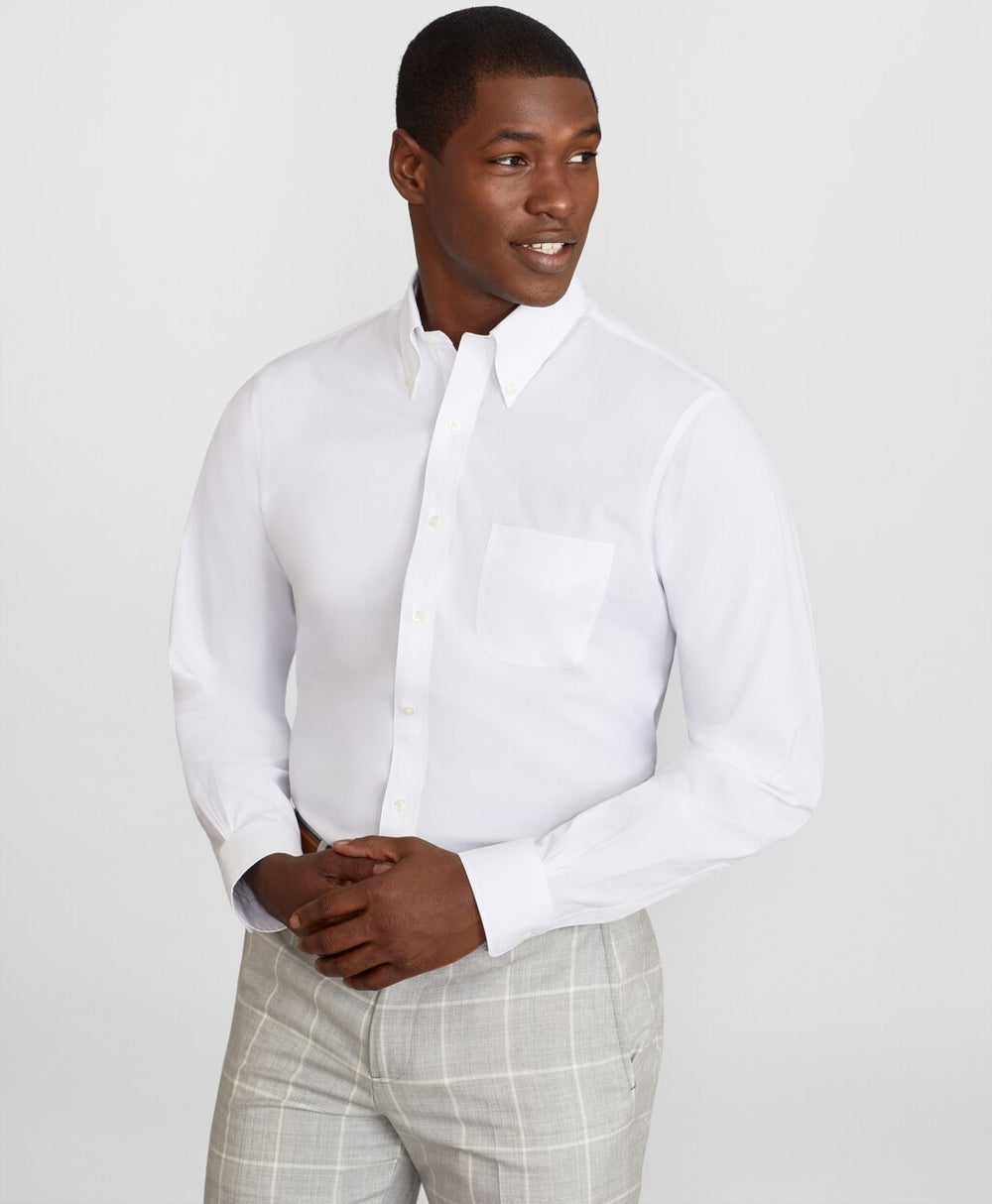 Brooks Brothers Men Regent Fitted Dress Shirt, Performance Non-Iron with COOLMAX®, Button-Down Collar Twill