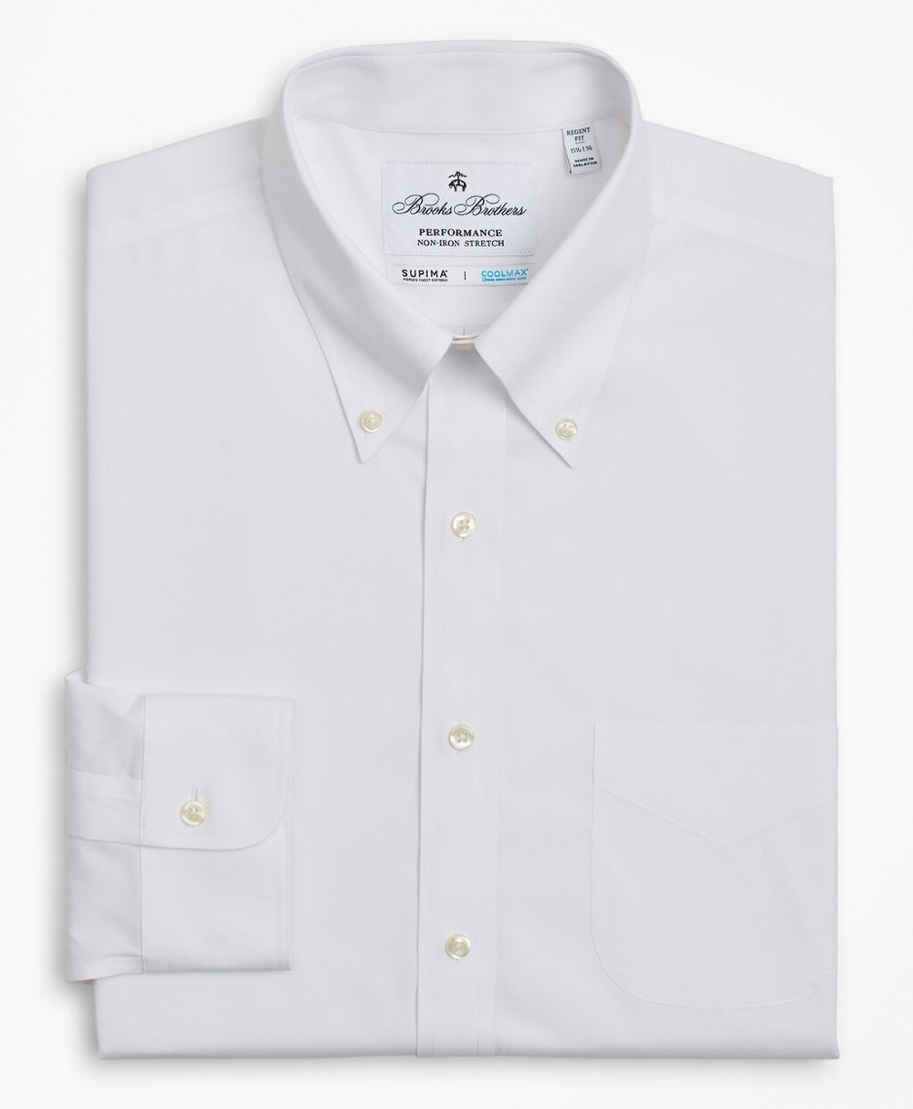 Brooks Brothers Men Regent Fitted Dress Shirt, Performance Non-Iron with COOLMAX®, Button-Down Collar Twill