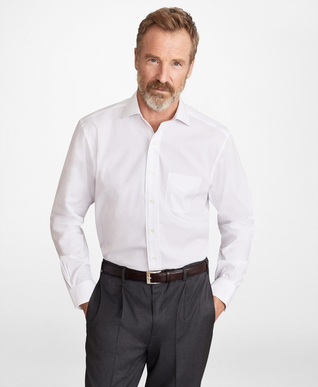 Brooks Brothers Men Madison Classic-Fit Dress Shirt, Performance Non-Iron with COOLMAX®, Ainsley Collar Twill