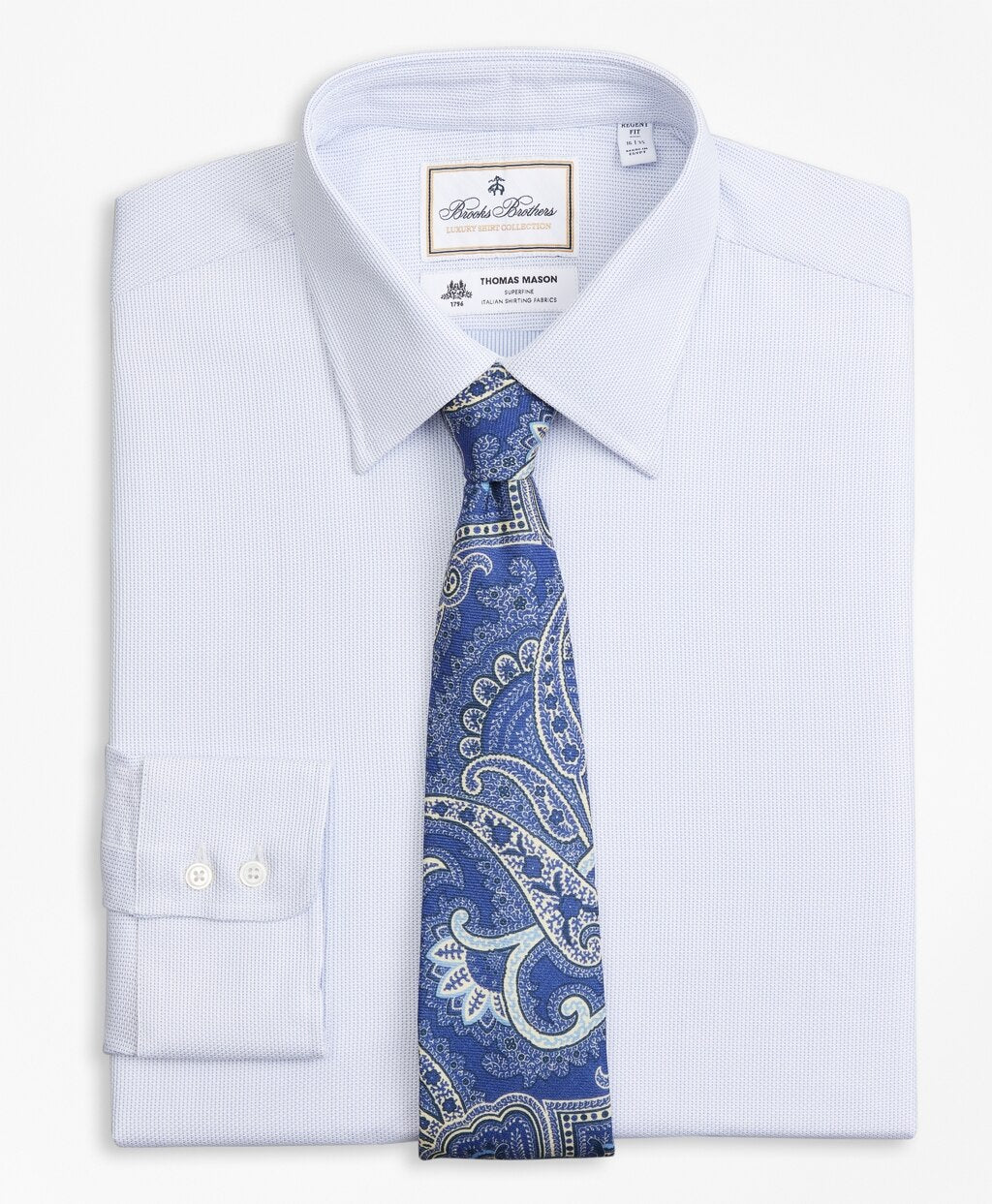 Brooks Brothers Men Luxury Collection Regent Fitted Dress Shirt, Franklin Spread Collar Broken  Stripe