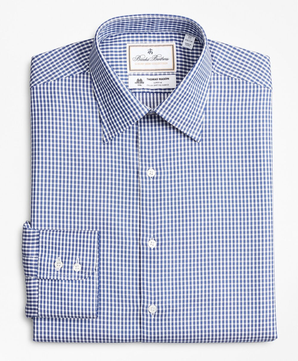 Brooks Brothers Men Luxury Collection Regent Fitted Dress Shirt, Franklin Spread Collar Gingham