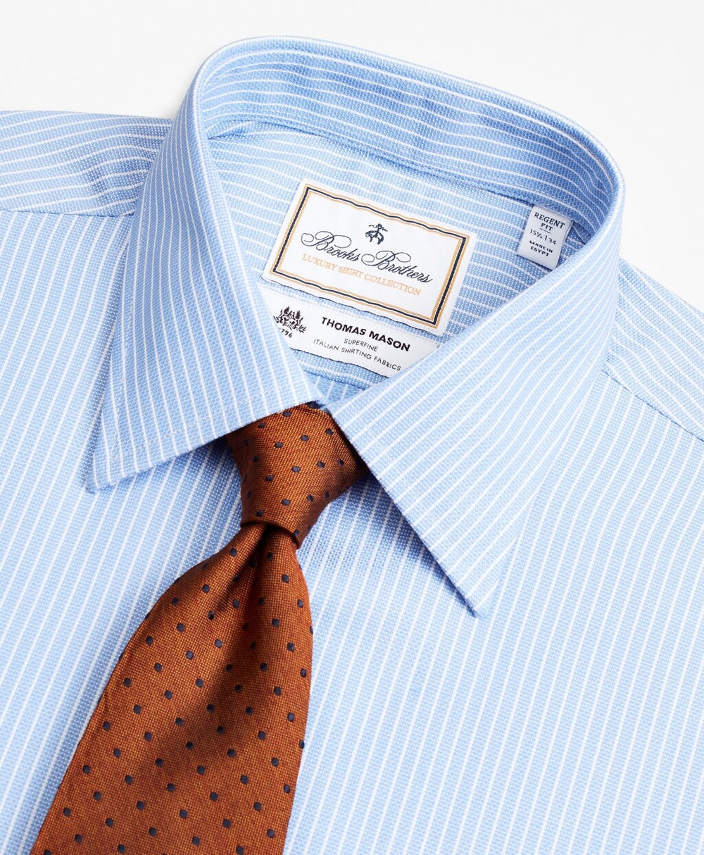 Brooks Brothers Men Luxury Collection Regent Fitted Dress Shirt, Franklin Spread Collar Ground Stripe