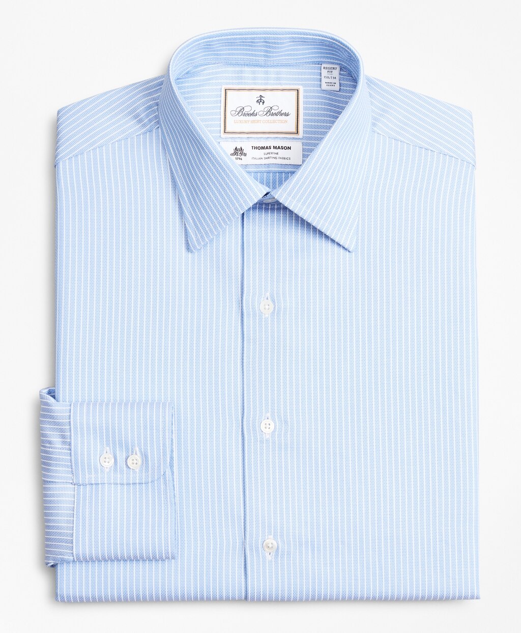 Brooks Brothers Men Luxury Collection Regent Fitted Dress Shirt, Franklin Spread Collar Ground Stripe