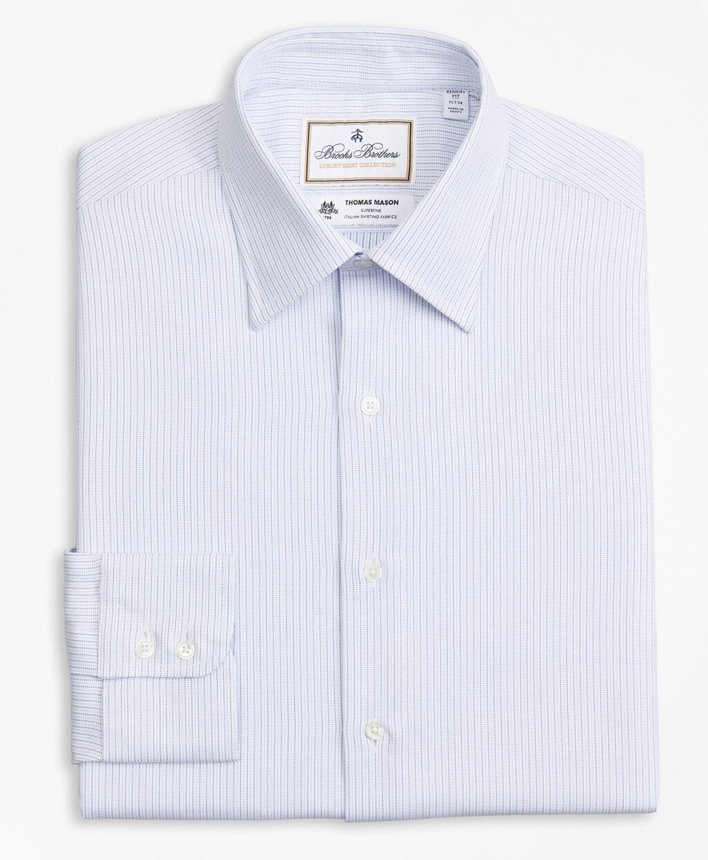 Brooks Brothers Men Luxury Collection Regent Fitted Dress Shirt, Franklin Spread Collar Textured Stripe