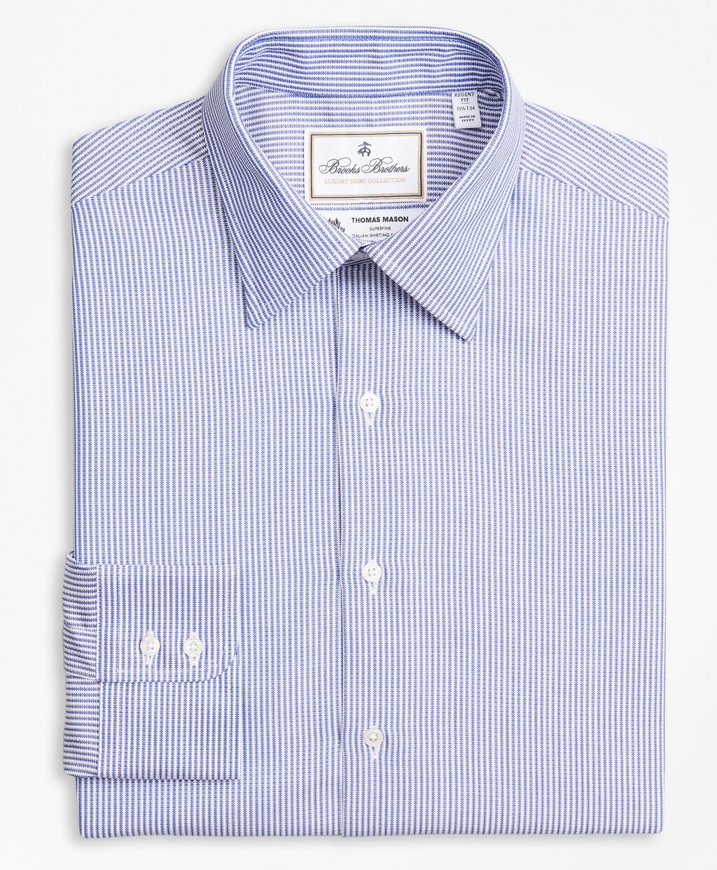 Brooks Brothers Men Luxury Collection Regent Fitted Dress Shirt, Franklin Spread Collar Track Stripe
