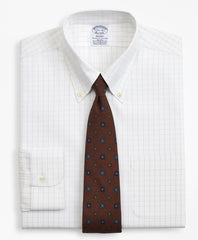 Brooks Brothers Men Stretch Regent Fitted Dress Shirt, Non-Iron Windowpane