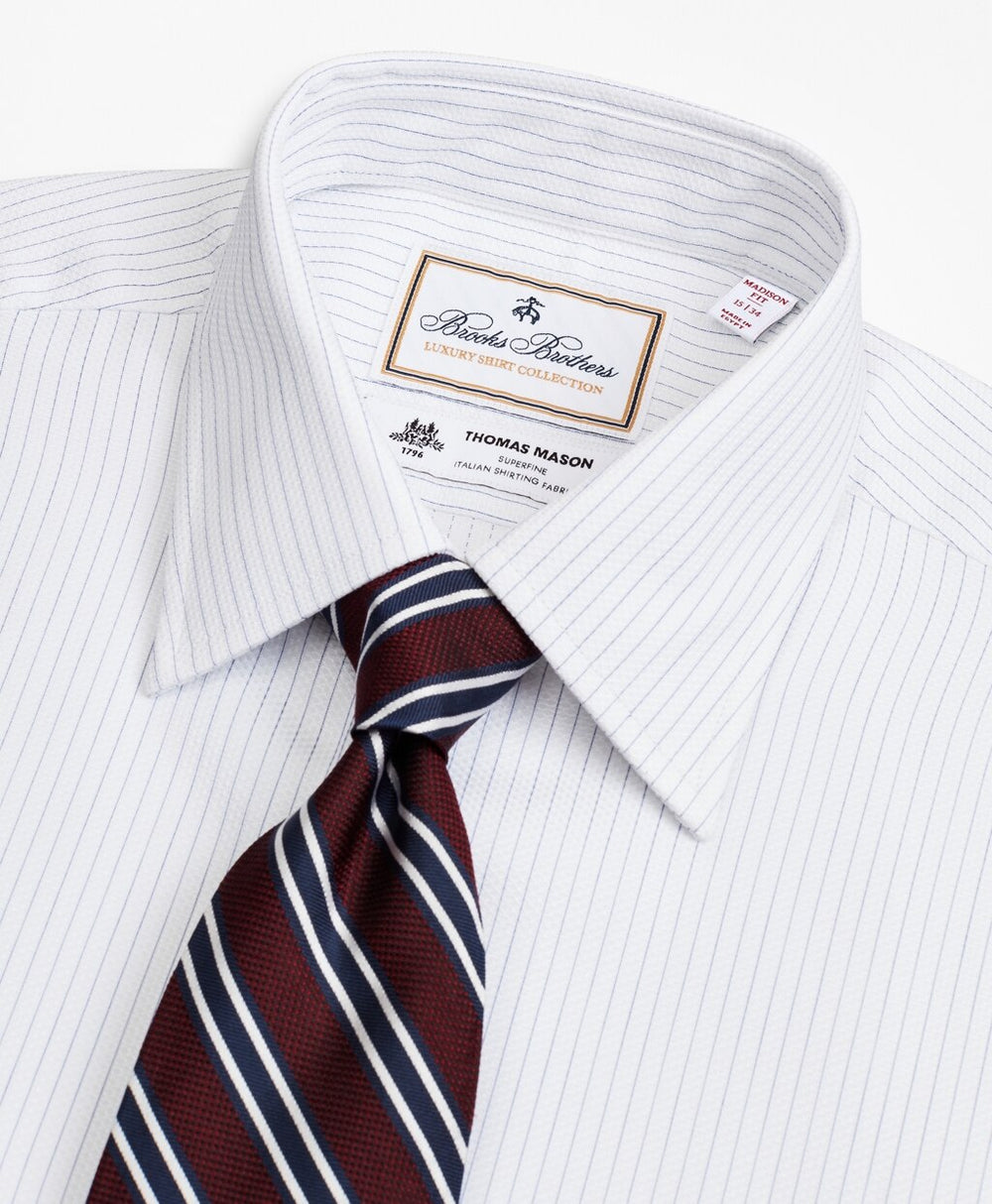 Brooks Brothers Men Luxury Collection Madison Classic-Fit Dress Shirt, Franklin Spread Collar Fine Stripe