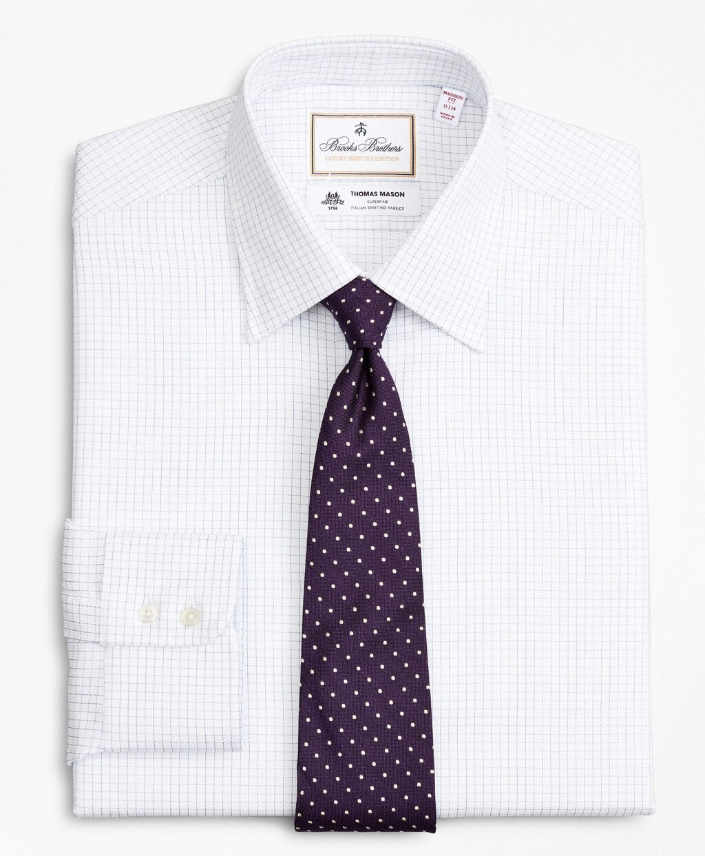 Brooks Brothers Men Luxury Collection Madison Classic-Fit Dress Shirt, Franklin Spread Collar Fine Windowpane