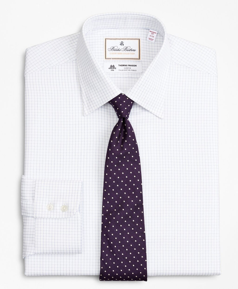 Brooks Brothers Men Luxury Collection Madison Classic-Fit Dress Shirt, Franklin Spread Collar Fine Windowpane