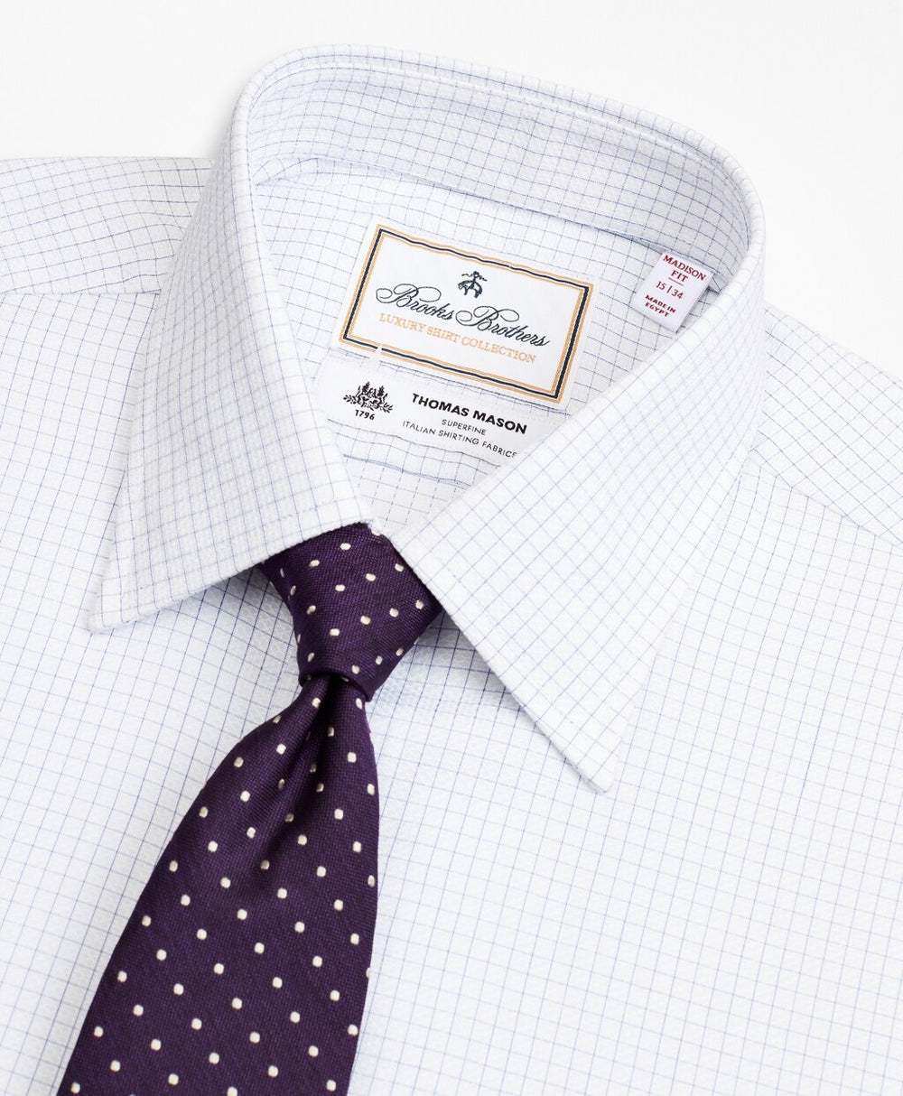 Brooks Brothers Men Luxury Collection Madison Classic-Fit Dress Shirt, Franklin Spread Collar Fine Windowpane
