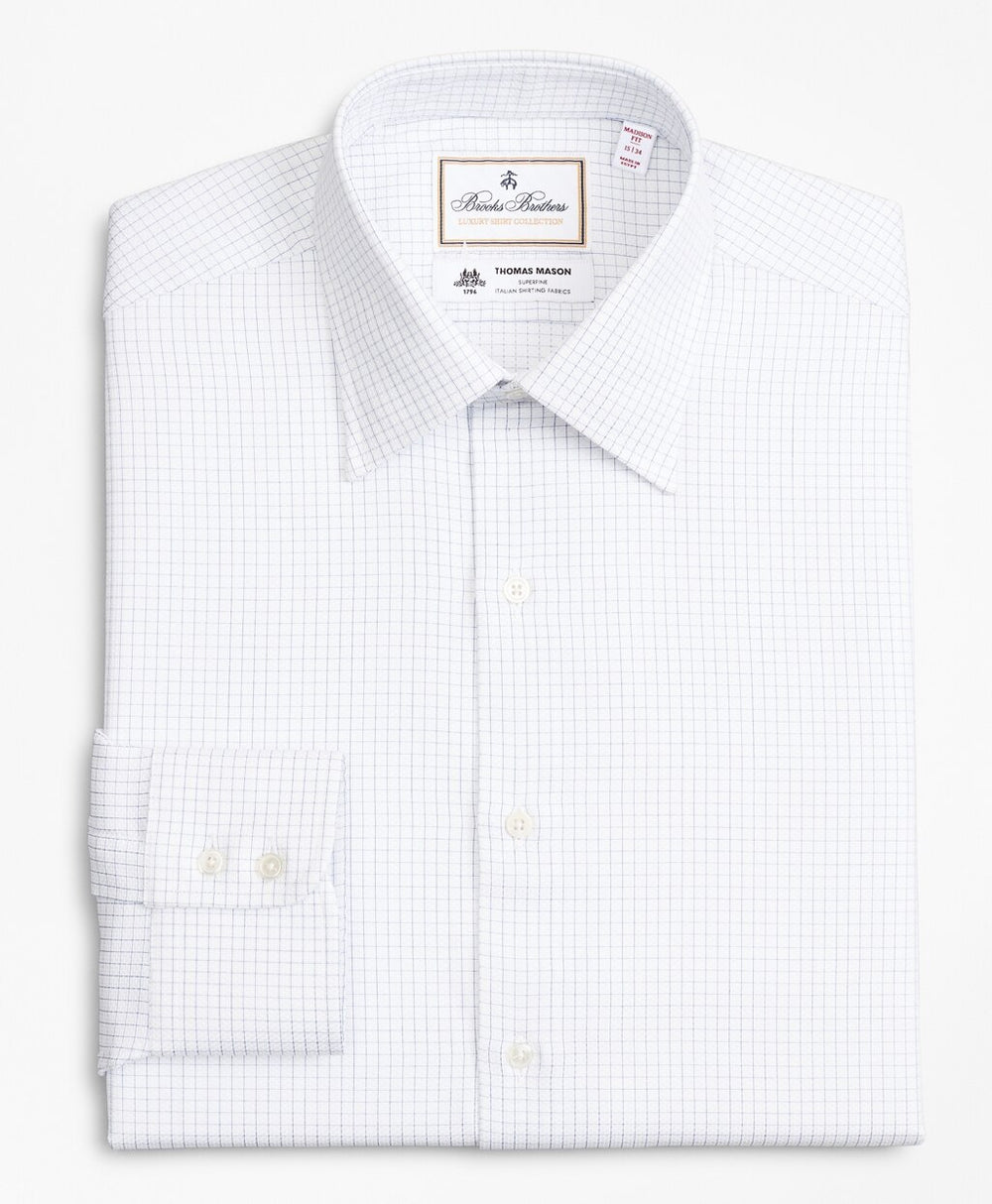 Brooks Brothers Men Luxury Collection Madison Classic-Fit Dress Shirt, Franklin Spread Collar Fine Windowpane