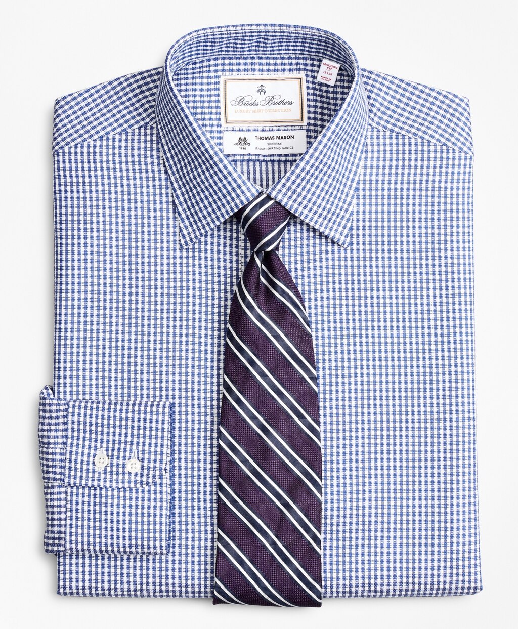 Brooks Brothers Men Luxury Collection Madison Classic-Fit Dress Shirt, Franklin Spread Collar Gingham