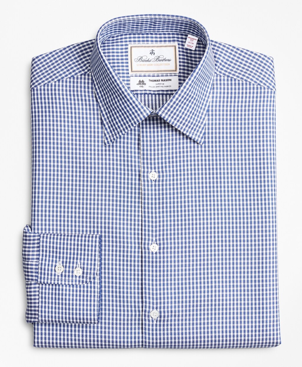 Brooks Brothers Men Luxury Collection Madison Classic-Fit Dress Shirt, Franklin Spread Collar Gingham