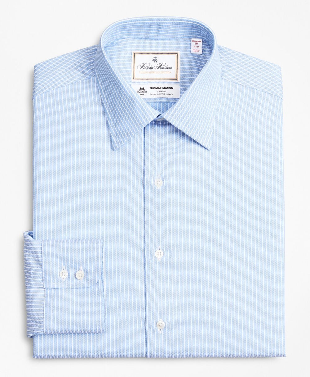 Brooks Brothers Men Luxury Collection Madison Classic-Fit Dress Shirt, Franklin Spread Collar Ground Stripe