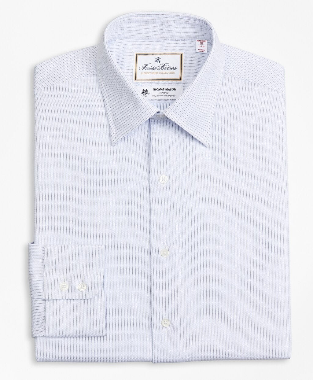 Brooks Brothers Men Luxury Collection Madison Classic-Fit Dress Shirt, Franklin Spread Collar  Textured Stripe