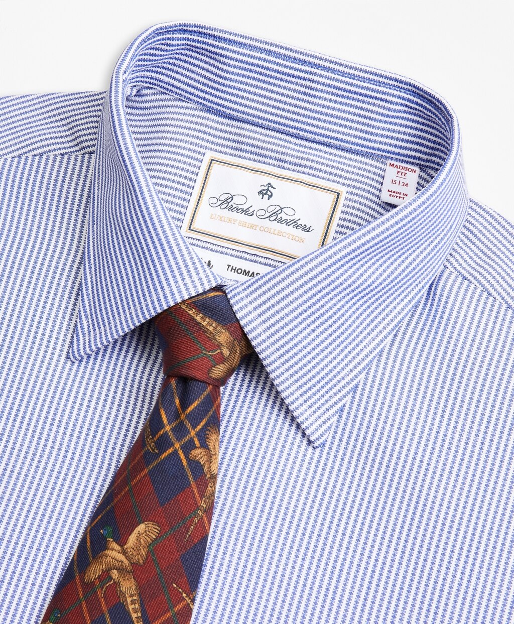 Brooks Brothers Men Luxury Collection Madison Classic-Fit Dress Shirt, Franklin Spread Collar Track Stripe