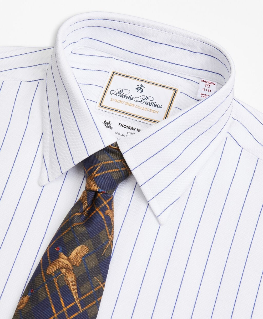 Brooks Brothers Men Luxury Collection Madison Classic-Fit Dress Shirt, Franklin Spread Collar Pinstripe