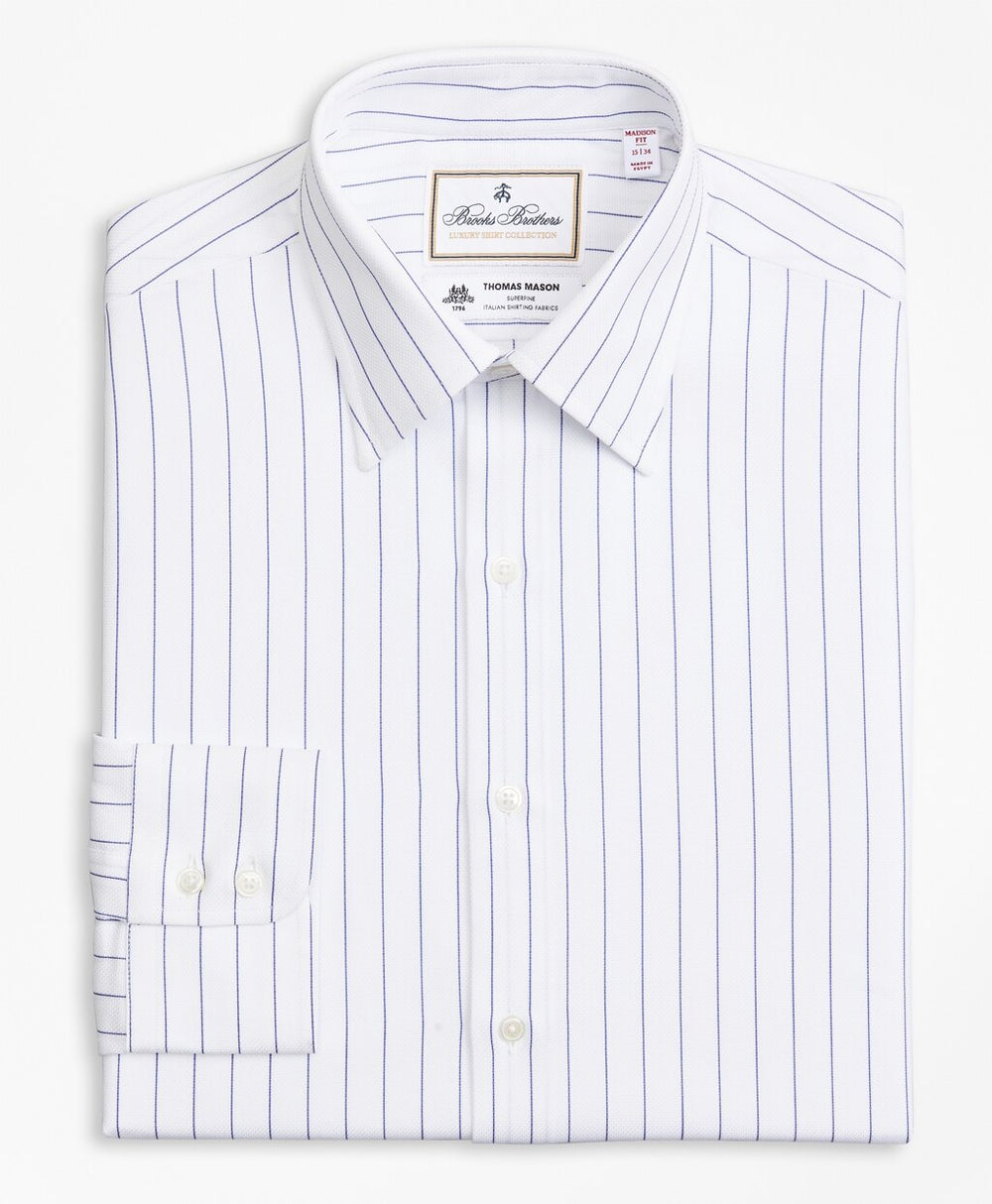 Brooks Brothers Men Luxury Collection Madison Classic-Fit Dress Shirt, Franklin Spread Collar Pinstripe