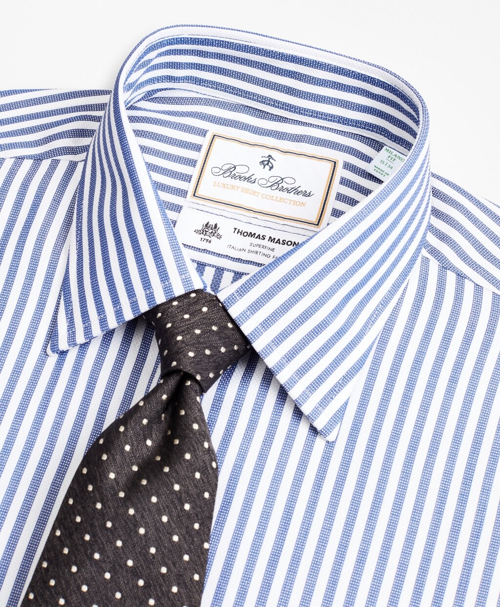 Brooks Brothers Men Luxury Collection Milano Slim-Fit Dress Shirt, Franklin Spread Collar Bengal Stripe