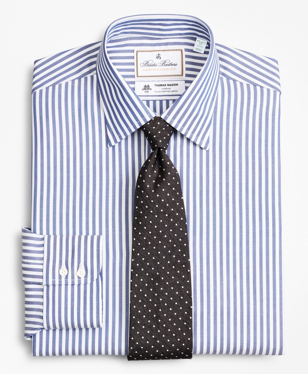 Brooks Brothers Men Luxury Collection Milano Slim-Fit Dress Shirt, Franklin Spread Collar Bengal Stripe