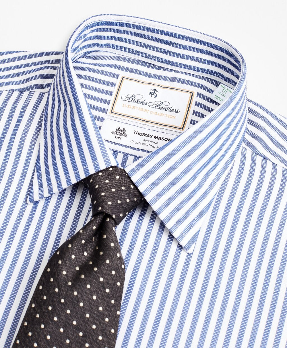 Brooks Brothers Men Luxury Collection Milano Slim-Fit Dress Shirt, Franklin Spread Collar Bengal Stripe