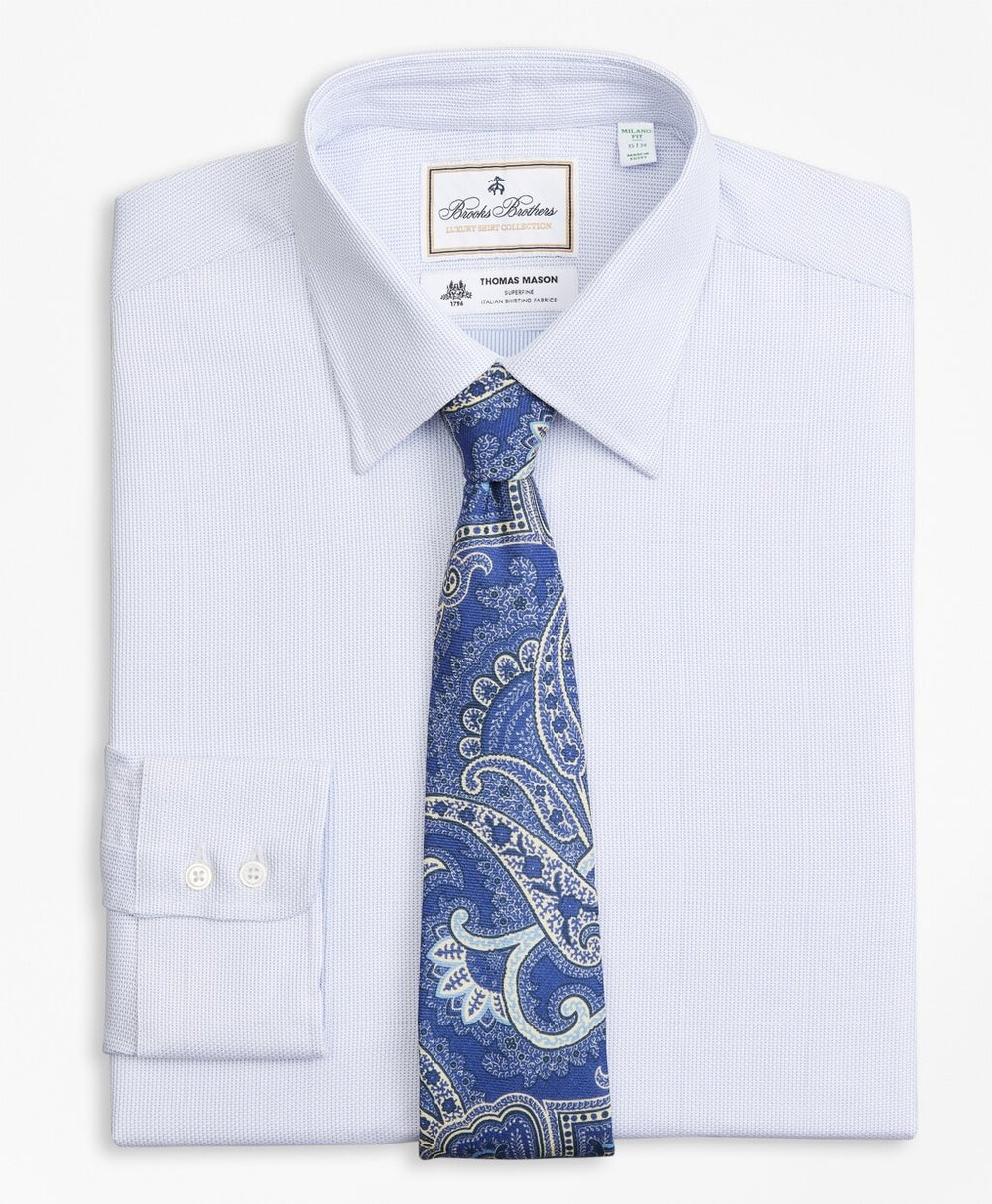 Brooks Brothers Men Luxury Collection Milano Slim-Fit Dress Shirt, Franklin Spread Collar Broken Stripe