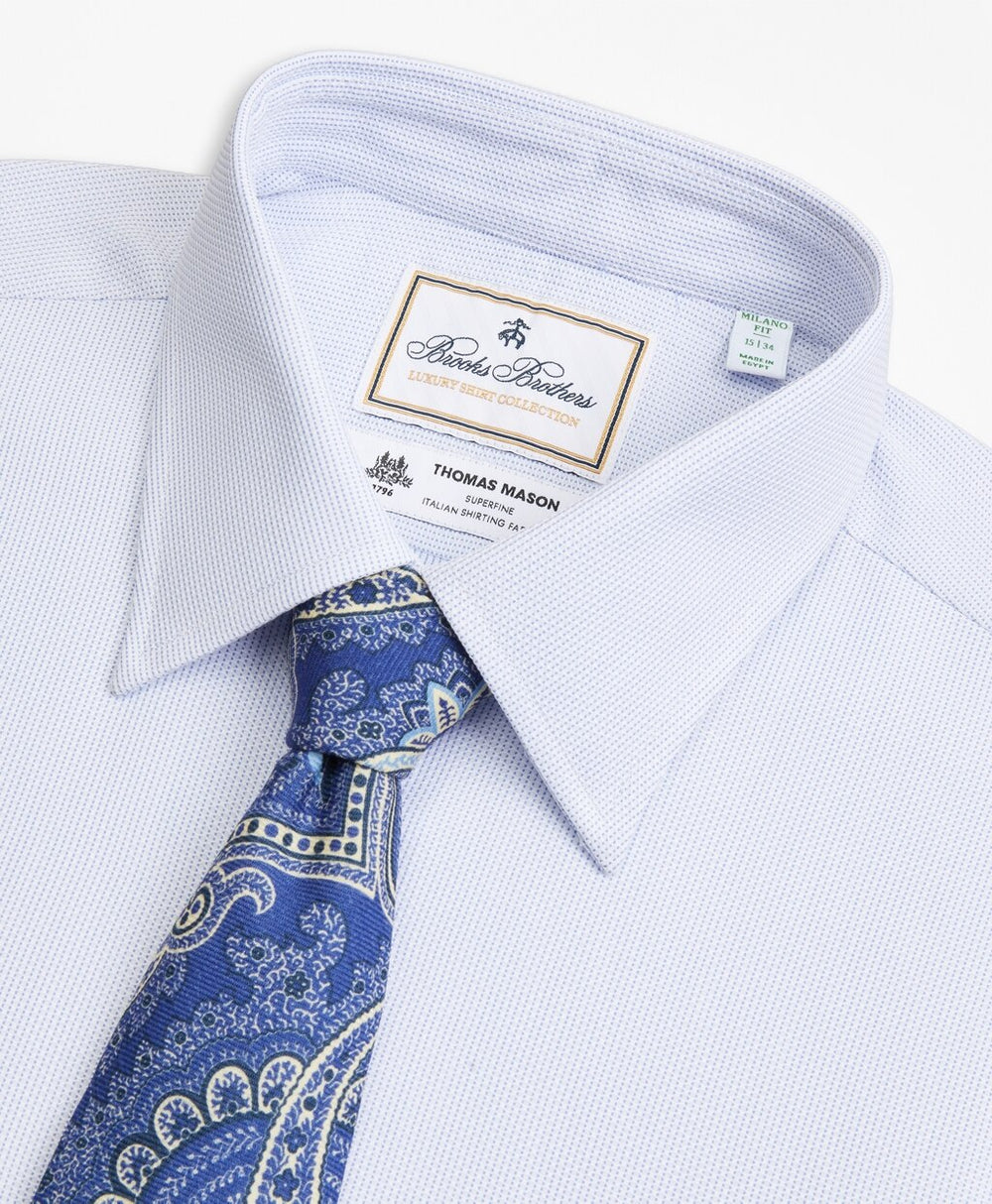 Brooks Brothers Men Luxury Collection Milano Slim-Fit Dress Shirt, Franklin Spread Collar Broken Stripe