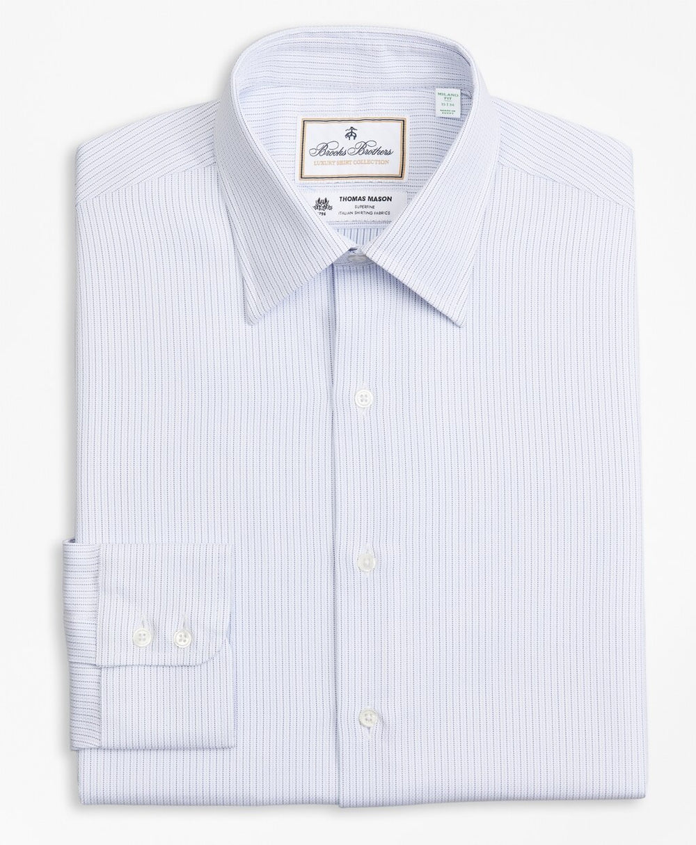 Brooks Brothers Men Luxury Collection Milano Slim-Fit Dress Shirt, Franklin Spread Collar Textured Stripe