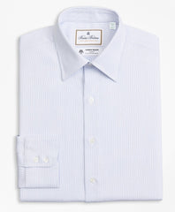 Brooks Brothers Men Luxury Collection Milano Slim-Fit Dress Shirt, Franklin Spread Collar Textured Stripe