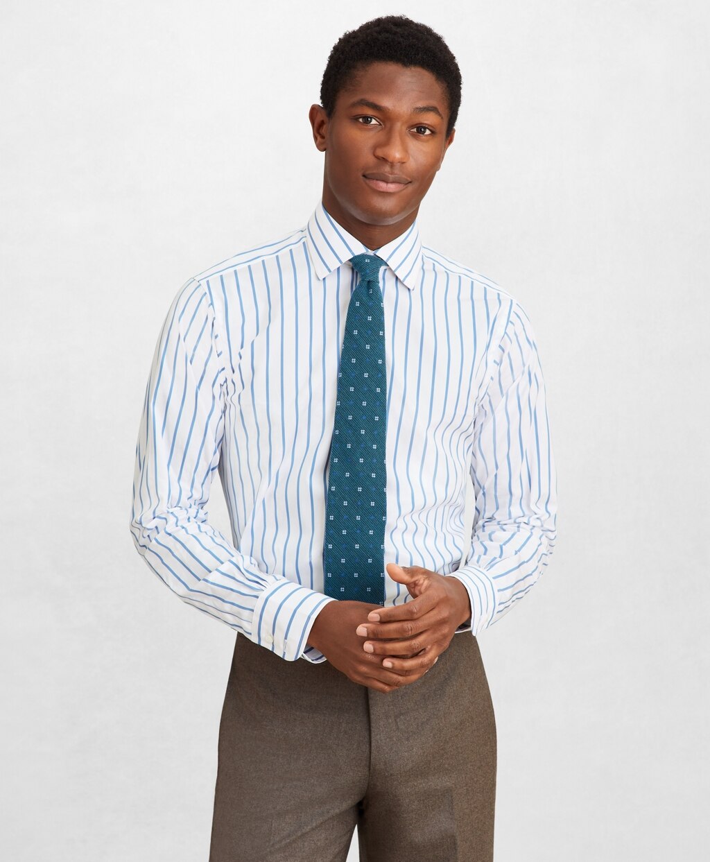 Brooks Brothers Men Golden Fleece® Regent Fitted Dress Shirt, English Collar Bold Stripe