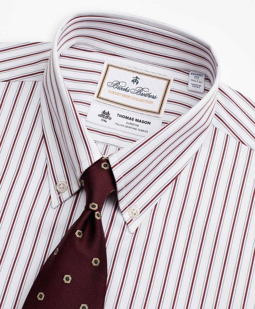 Brooks Brothers Men Luxury Collection Regent Fitted Dress Shirt, Button-Down Collar Stripe