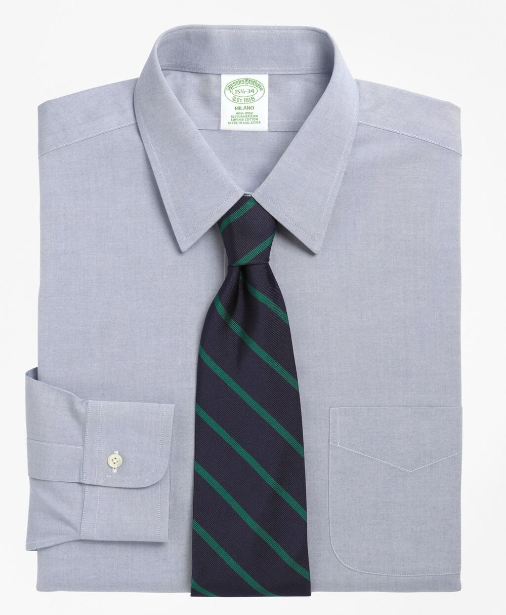 Brooks Brothers Men Milano Slim-Fit Dress Shirt, Non-Iron Point Collar