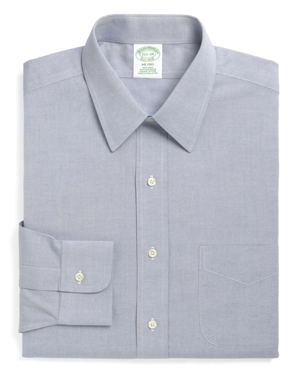 Brooks Brothers Men Milano Slim-Fit Dress Shirt, Non-Iron Point Collar