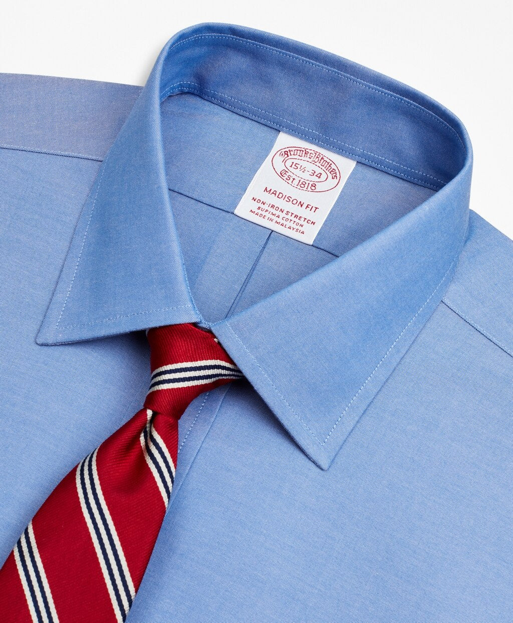 Brooks Brothers Men Stretch Madison Classic-Fit Dress Shirt, Non-Iron Pinpoint Ainsley Collar