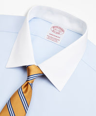 Brooks Brothers Men Stretch Madison Classic-Fit Dress Shirt, Non-Iron Pinpoint Contrast Ainsley Collar French Cuff