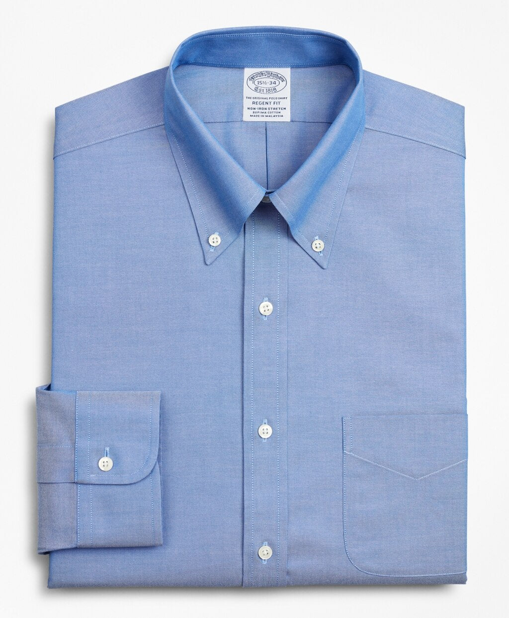 Brooks Brothers Men Stretch Regent Fitted Dress Shirt, Non-Iron Pinpoint Button-Down Collar