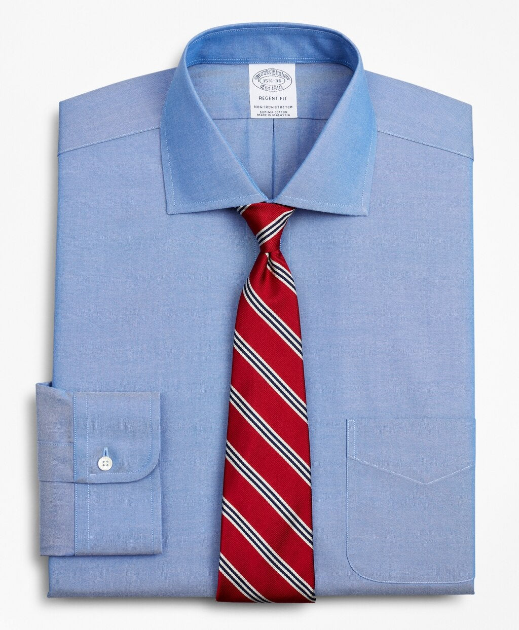 Brooks Brothers Men Stretch Regent Fitted Dress Shirt, Non-Iron Pinpoint English Collar