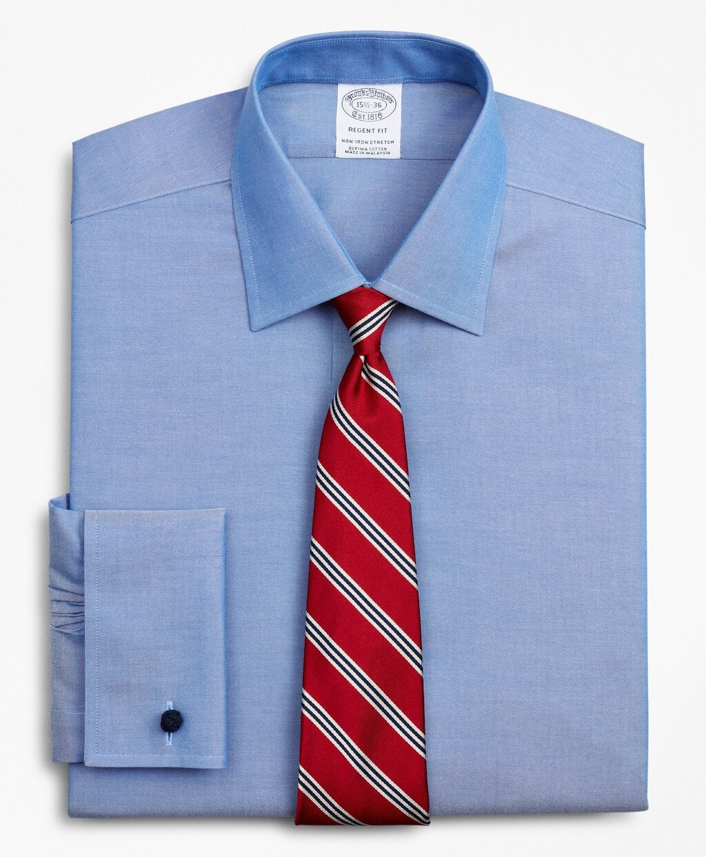 Brooks Brothers Men Stretch Regent Fitted Dress Shirt, Non-Iron Pinpoint Ainsley Collar French Cuff Pinpoint