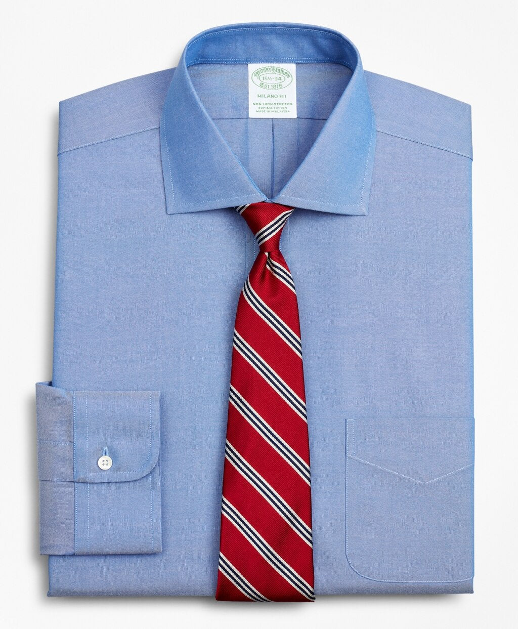 Brooks Brothers Men Stretch Milano Slim-Fit Dress Shirt, Non-Iron Pinpoint English Collar