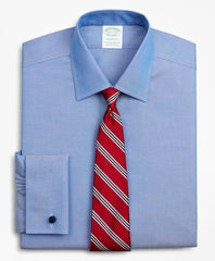 Brooks Brothers Men Stretch Milano Slim Fit Dress Shirt, Non-Iron Pinpoint Ainsley Collar French Cuff