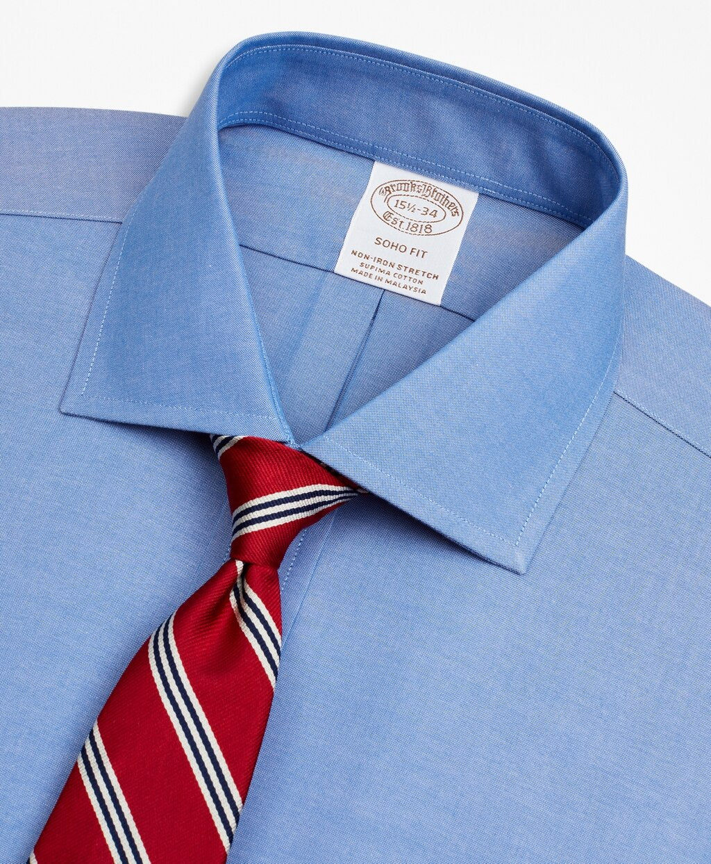 Brooks Brothers Men Stretch Soho Extra-Slim-Fit Dress Shirt, Non-Iron Pinpoint English Collar