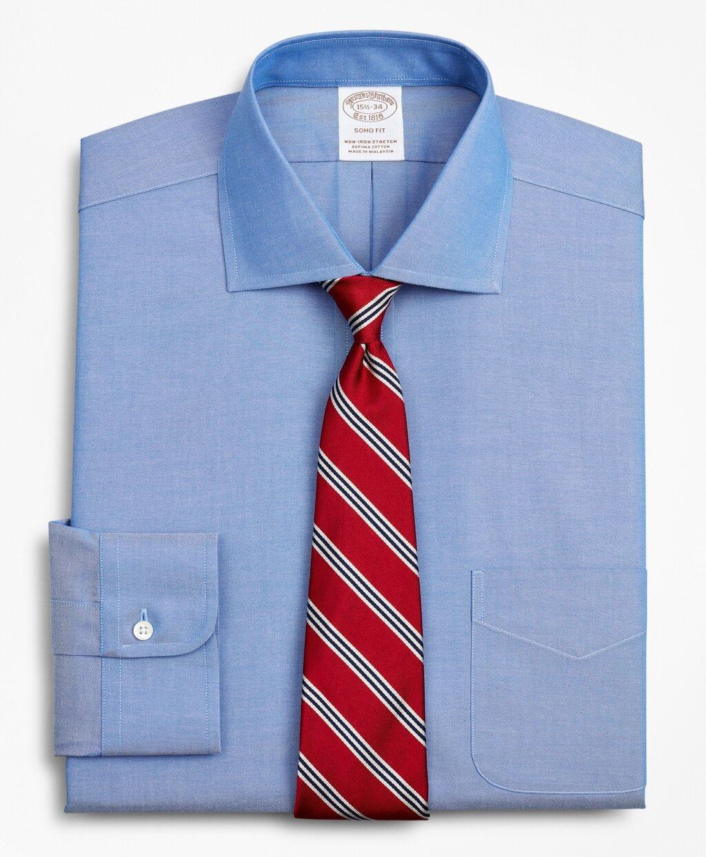 Brooks Brothers Men Stretch Soho Extra-Slim-Fit Dress Shirt, Non-Iron Pinpoint English Collar