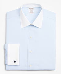 Brooks Brothers Men Stretch Soho Extra-Slim-Fit Dress Shirt, Non-Iron Pinpoint Contrast Ainsley Collar French Cuff