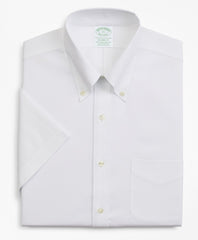 Brooks Brothers Men Stretch Milano Slim-Fit Dress Shirt, Non-Iron Pinpoint Short-Sleeve
