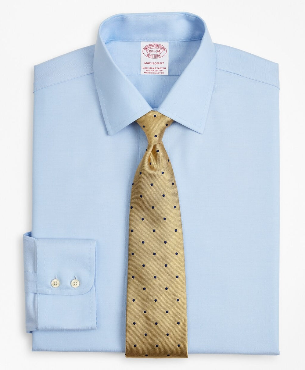 Brooks Brothers Men Stretch Madison Classic-Fit Dress Shirt, Non-Iron Twill Ainsley Collar