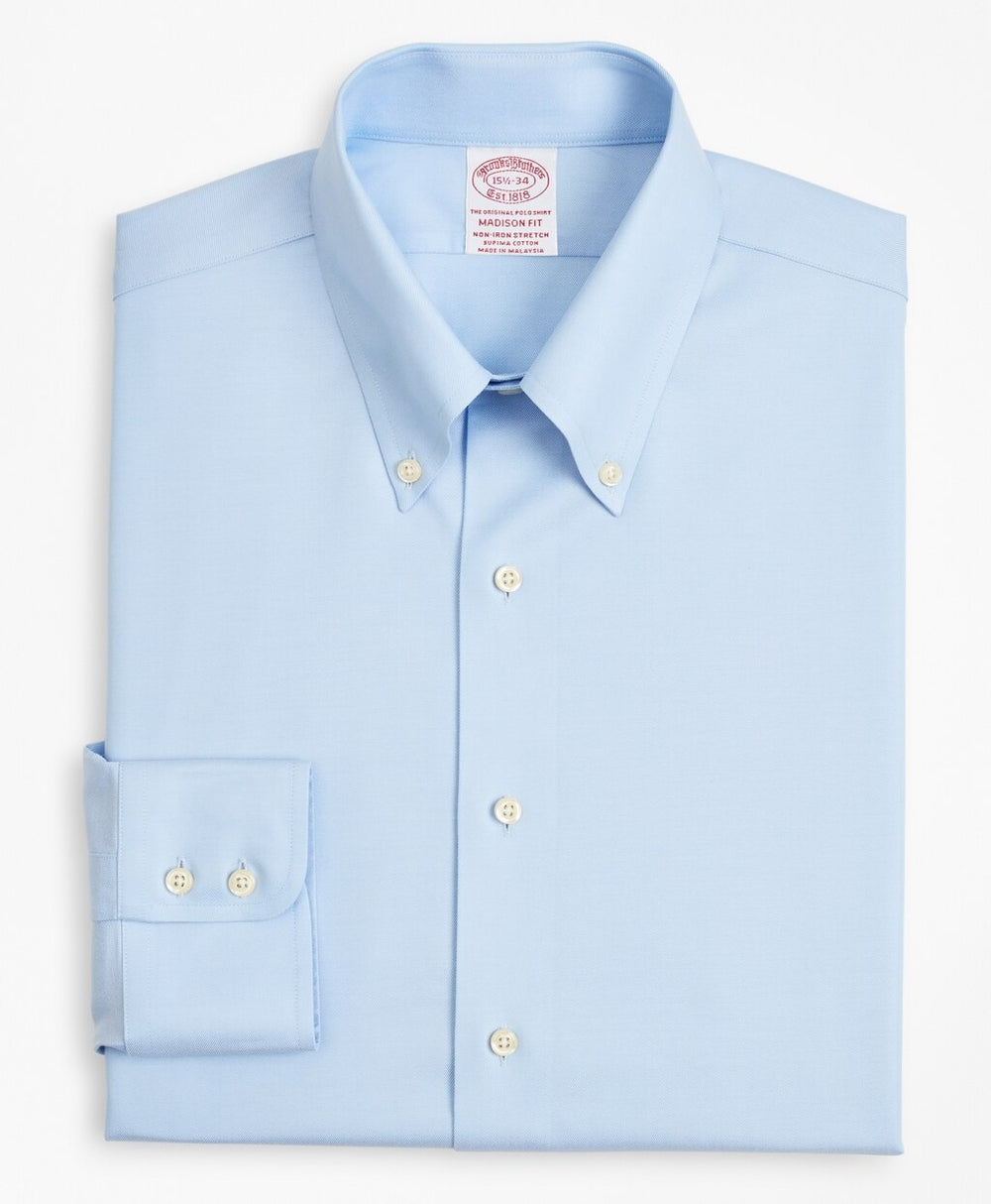 Brooks Brothers Men Stretch Madison Classic-Fit Dress Shirt, Non-Iron Twill Button-Down Collar