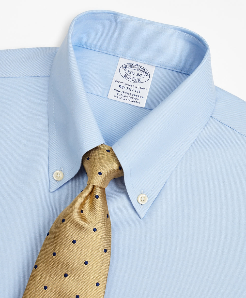 Brooks Brothers Men Stretch Regent Fitted Dress Shirt, Non-Iron Twill Button-Down Collar