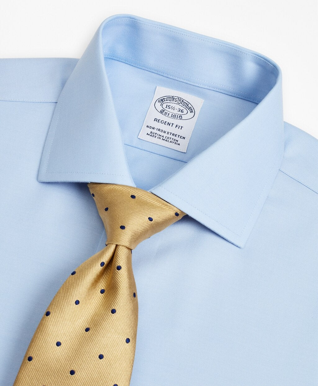 Brooks Brothers Men Stretch Regent Fitted Dress Shirt, Non-Iron Twill English Collar